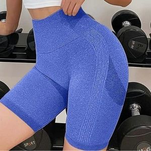 Women’s blue contour high waisted yoga shorts w/scrunch in size medium